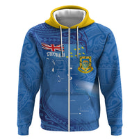 Tuvalu Heritage Hoodie Map of the Islands and Polynesia Pattern LT03 Zip Hoodie Blue - Polynesian Pride