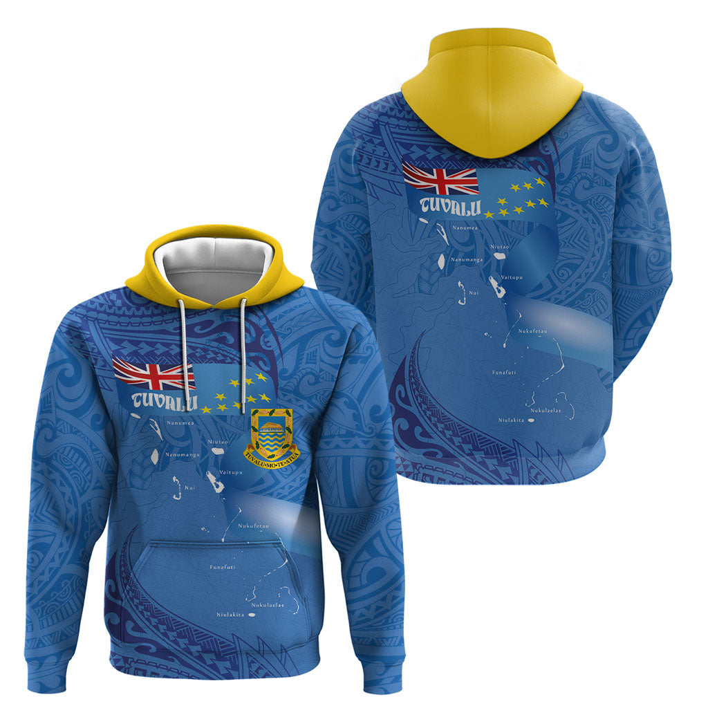 Tuvalu Heritage Hoodie Map of the Islands and Polynesia Pattern LT03 - Polynesian Pride