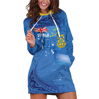 Tuvalu Heritage Hoodie Dress Map of the Islands and Polynesia Pattern LT03 Blue - Polynesian Pride
