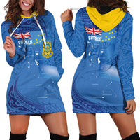 Tuvalu Heritage Hoodie Dress Map of the Islands and Polynesia Pattern LT03 - Polynesian Pride
