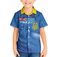 Tuvalu Heritage Kid Hawaiian Shirt Map of the Islands and Polynesia Pattern LT03 Kid Blue - Polynesian Pride