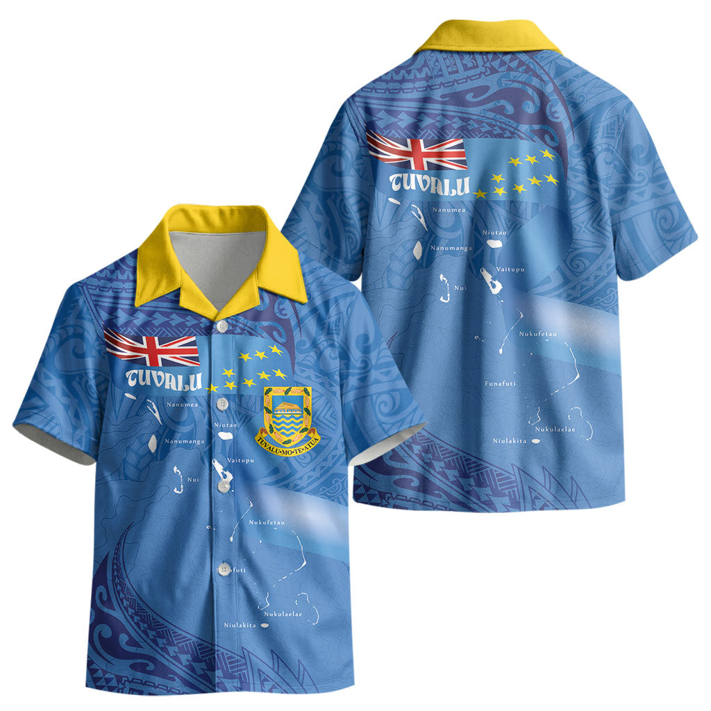 Tuvalu Heritage Kid Hawaiian Shirt Map of the Islands and Polynesia Pattern LT03 - Polynesian Pride