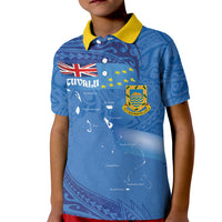 Tuvalu Heritage Kid Polo Shirt Map of the Islands and Polynesia Pattern LT03 Kid Blue - Polynesian Pride