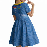 Tuvalu Heritage Kid Short Sleeve Dress Map of the Islands and Polynesia Pattern LT03 - Polynesian Pride