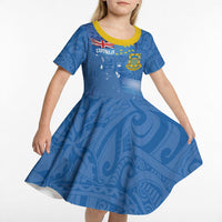 Tuvalu Heritage Kid Short Sleeve Dress Map of the Islands and Polynesia Pattern LT03 - Polynesian Pride