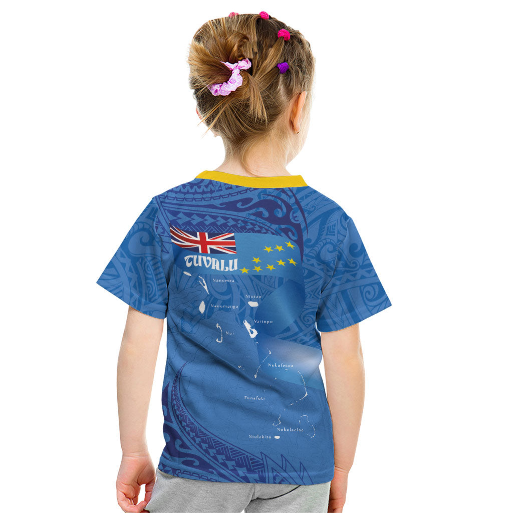 Tuvalu Heritage Kid T Shirt Map of the Islands and Polynesia Pattern LT03 - Polynesian Pride