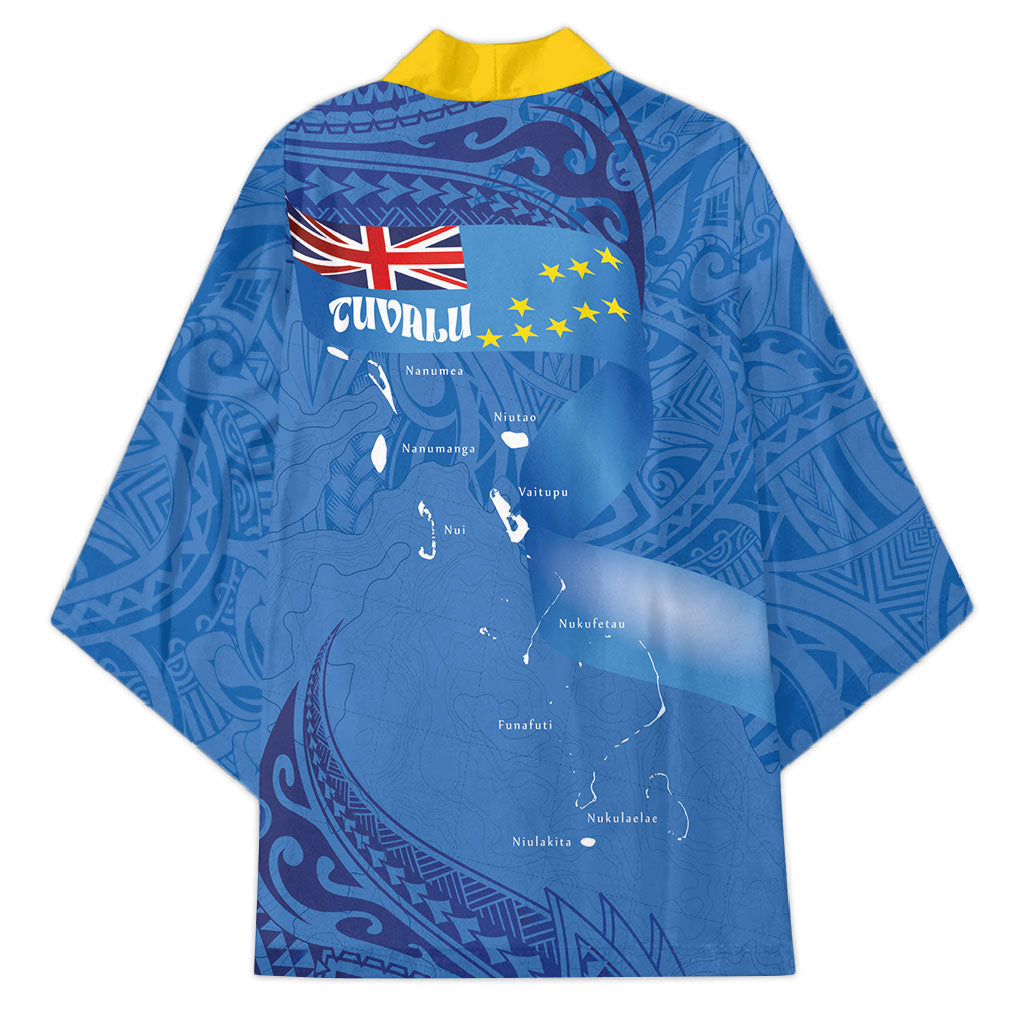 Tuvalu Heritage Kimono Map of the Islands and Polynesia Pattern LT03 - Polynesian Pride