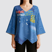 Tuvalu Heritage Kimono Sleeve Blouse Map of the Islands and Polynesia Pattern LT03 - Polynesian Pride