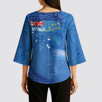 Tuvalu Heritage Kimono Sleeve Blouse Map of the Islands and Polynesia Pattern LT03 - Polynesian Pride