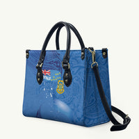 Tuvalu Heritage Leather Bag Map of the Islands and Polynesia Pattern LT03 Blue - Polynesian Pride