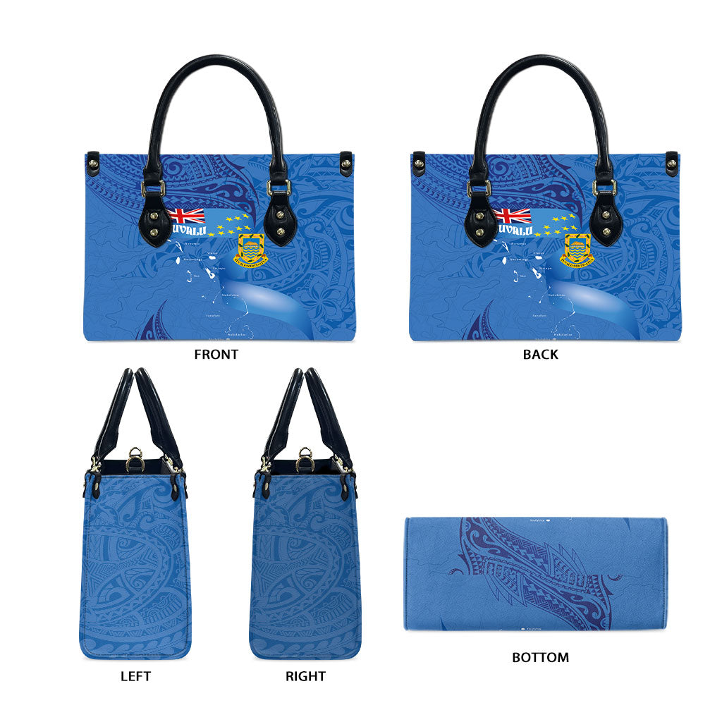 Tuvalu Heritage Leather Bag Map of the Islands and Polynesia Pattern LT03 - Polynesian Pride