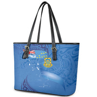Tuvalu Heritage Leather Tote Bag Map of the Islands and Polynesia Pattern LT03 - Polynesian Pride
