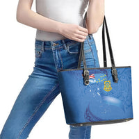 Tuvalu Heritage Leather Tote Bag Map of the Islands and Polynesia Pattern LT03 - Polynesian Pride