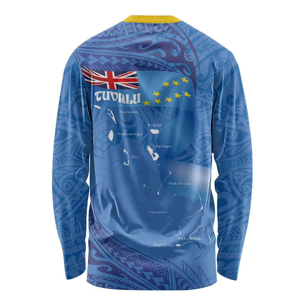 Tuvalu Heritage Long Sleeve Shirt Map of the Islands and Polynesia Pattern LT03 - Polynesian Pride