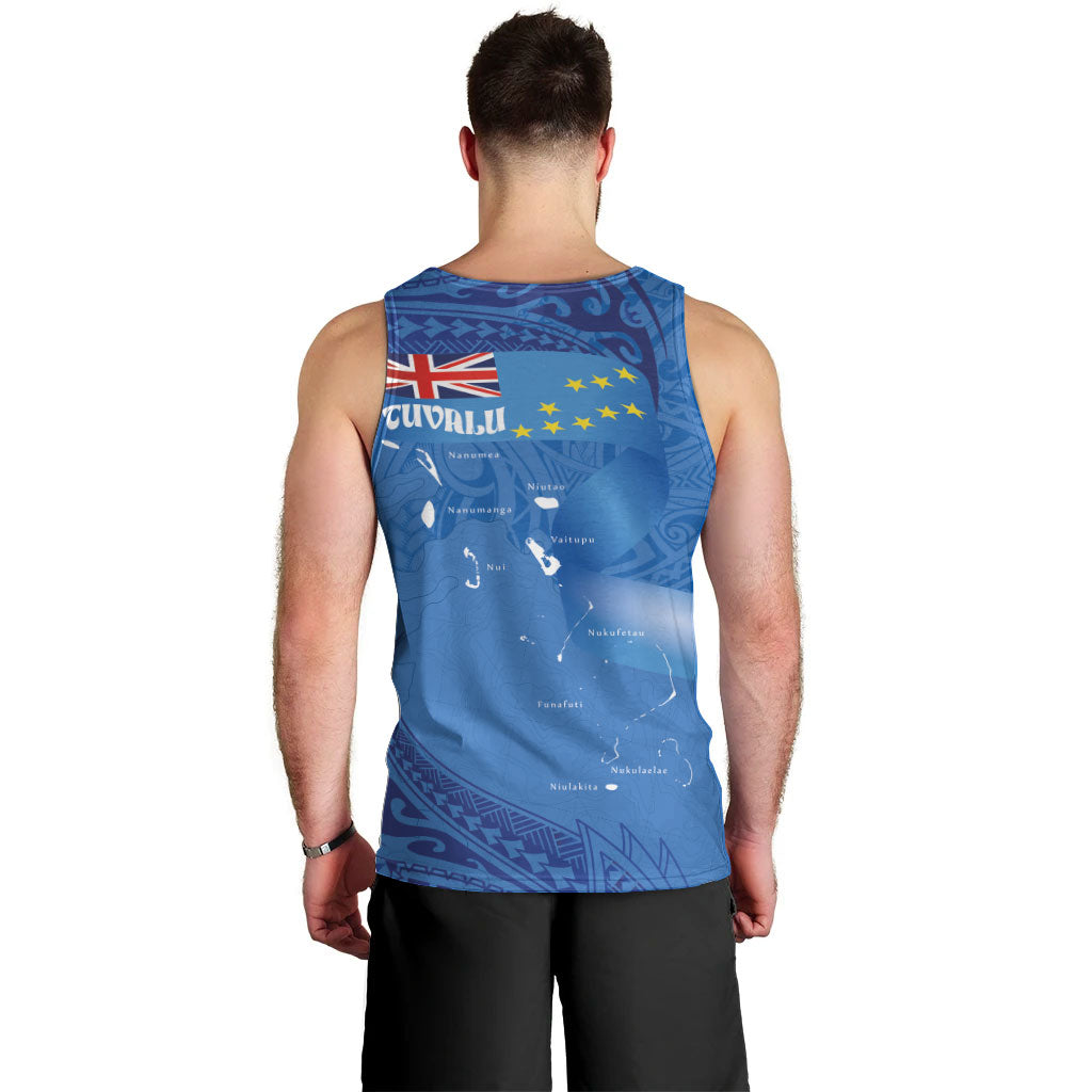 Tuvalu Heritage Men Tank Top Map of the Islands and Polynesia Pattern LT03 - Polynesian Pride
