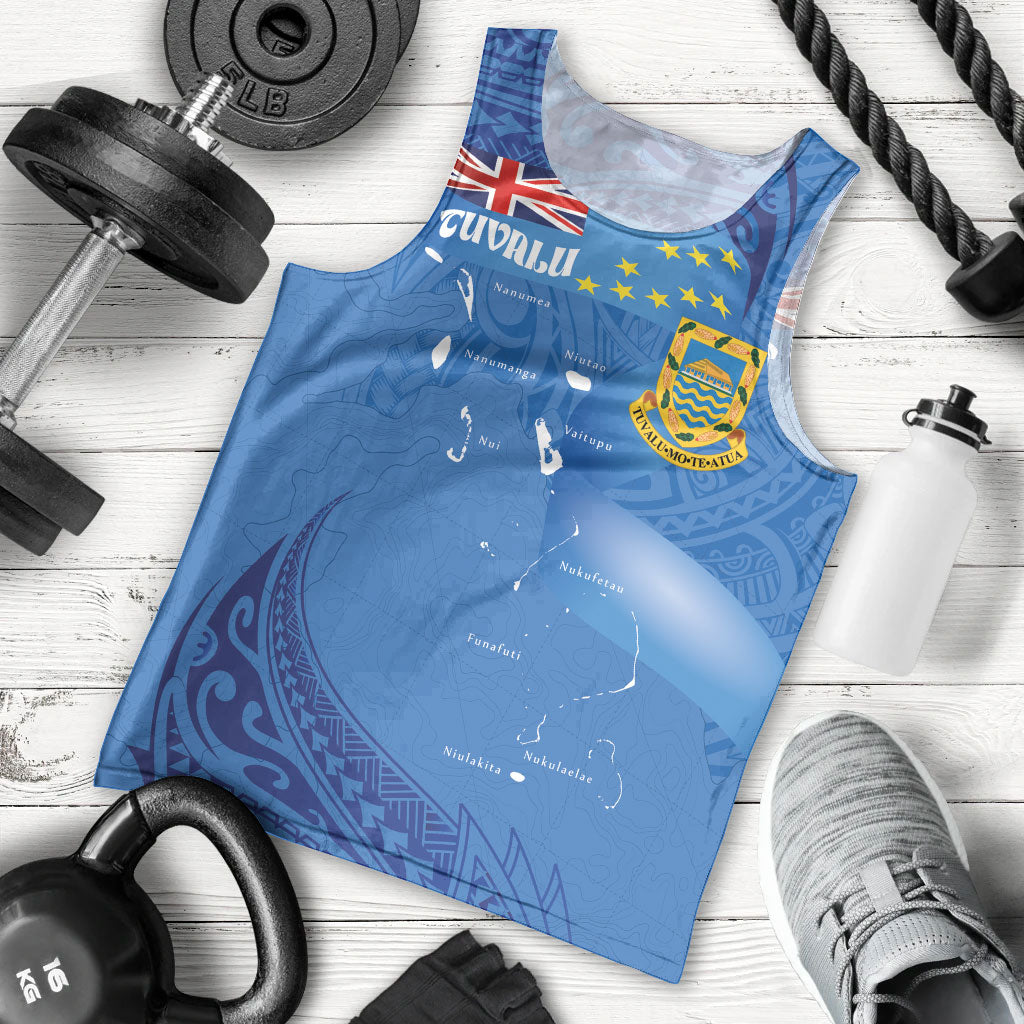 Tuvalu Heritage Men Tank Top Map of the Islands and Polynesia Pattern LT03 - Polynesian Pride