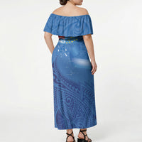 Tuvalu Heritage Off Shoulder Maxi Dress Map of the Islands and Polynesia Pattern LT03 - Polynesian Pride