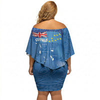 Tuvalu Heritage Off Shoulder Short Dress Map of the Islands and Polynesia Pattern LT03 - Polynesian Pride