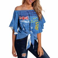 Tuvalu Heritage Off Shoulder Wrap Waist Top Map of the Islands and Polynesia Pattern LT03 - Polynesian Pride