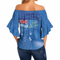Tuvalu Heritage Off Shoulder Wrap Waist Top Map of the Islands and Polynesia Pattern LT03 - Polynesian Pride
