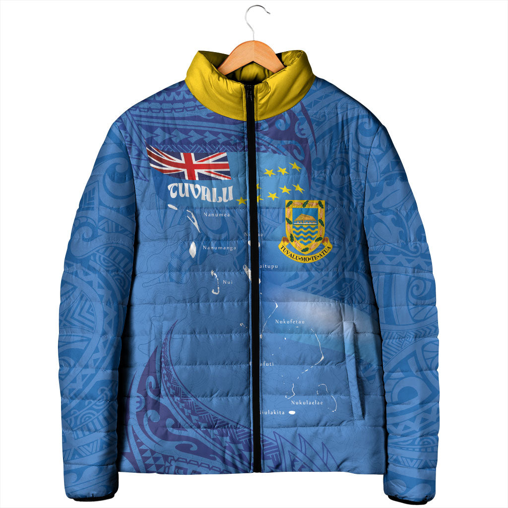 Tuvalu Heritage Padded Jacket Map of the Islands and Polynesia Pattern LT03 - Polynesian Pride