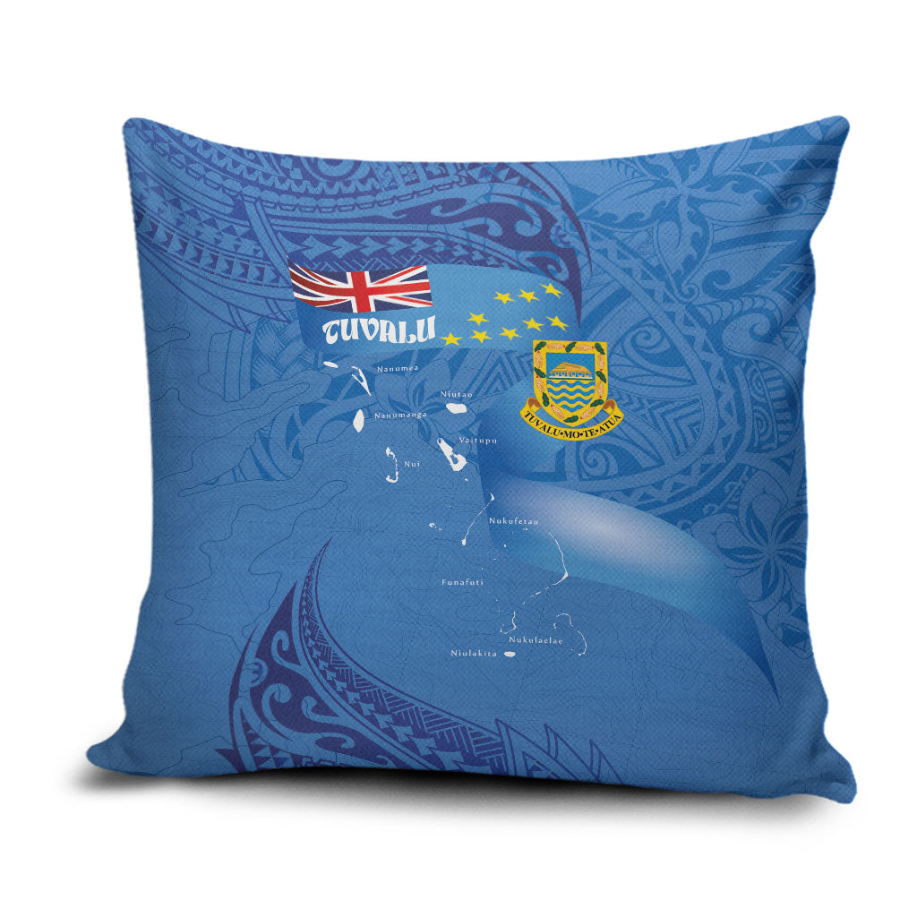 Tuvalu Heritage Pillow Cover Map of the Islands and Polynesia Pattern LT03 Blue - Polynesian Pride