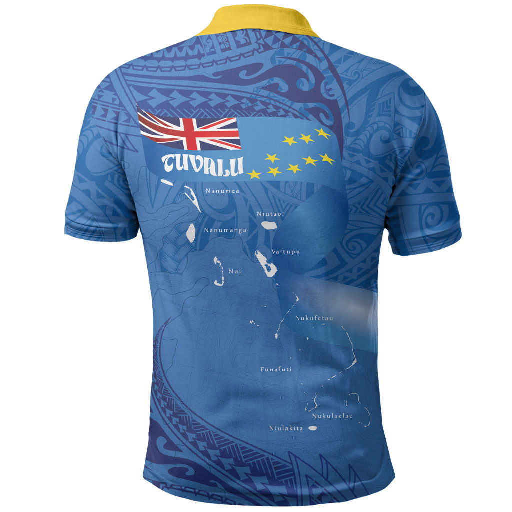Tuvalu Heritage Polo Shirt Map of the Islands and Polynesia Pattern LT03 - Polynesian Pride