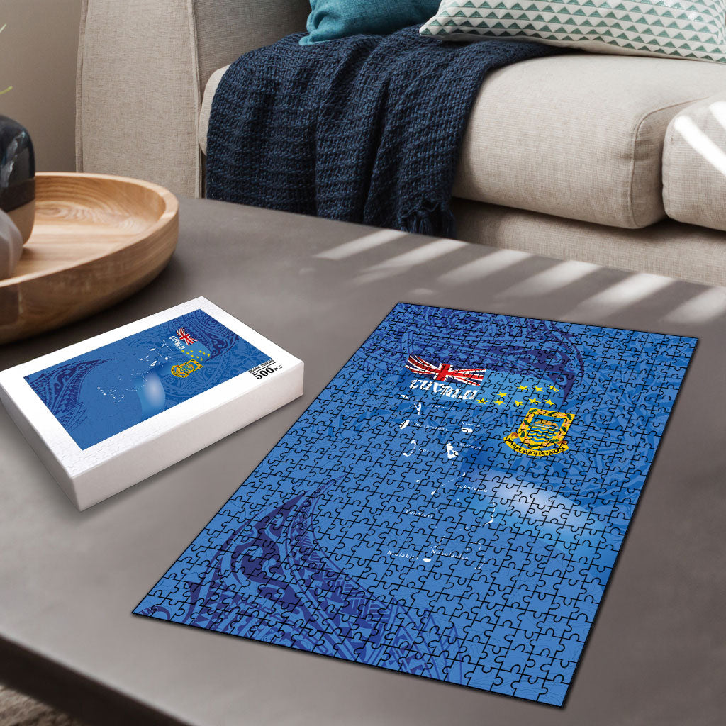 Tuvalu Heritage Puzzle Map of the Islands and Polynesia Pattern LT03 - Polynesian Pride
