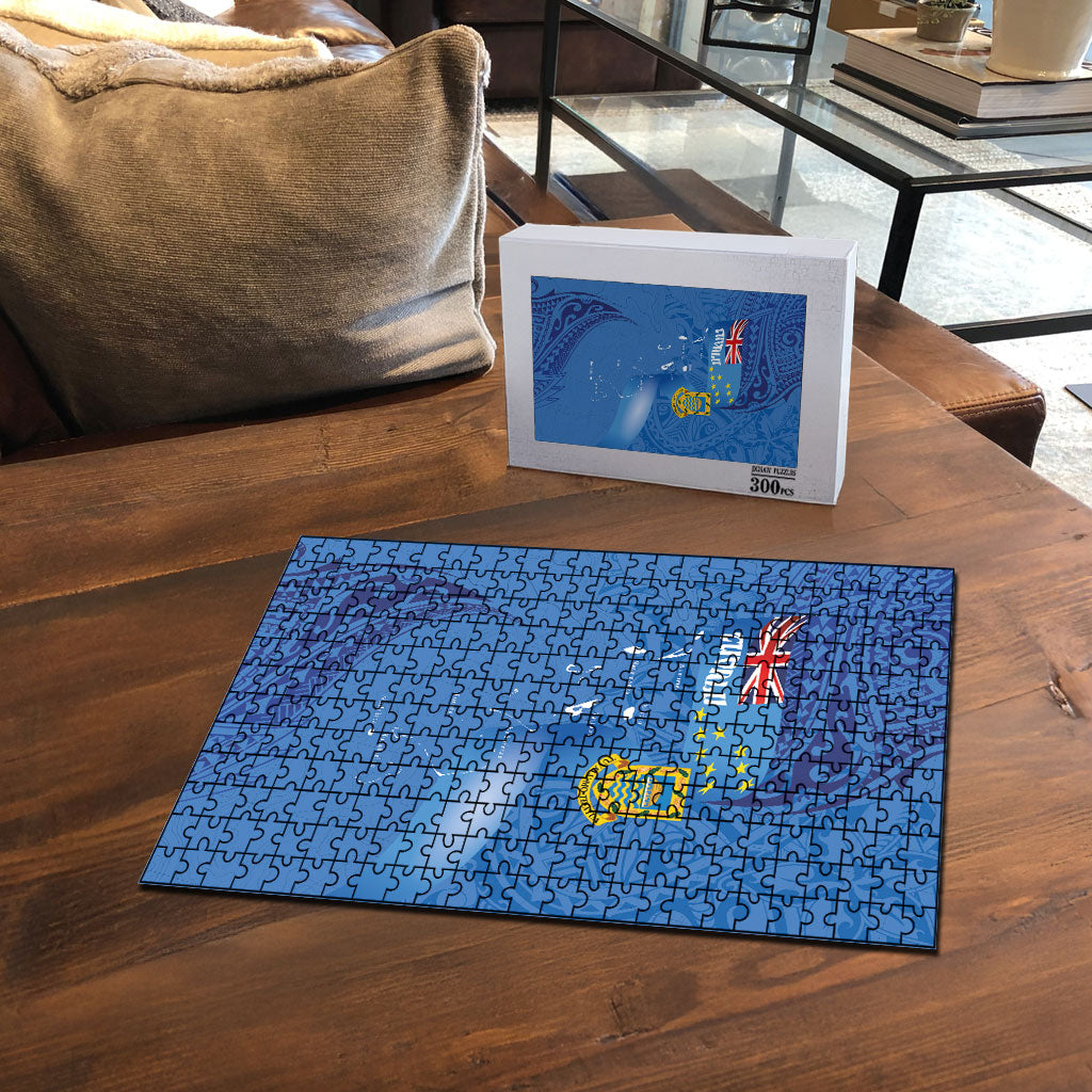 Tuvalu Heritage Puzzle Map of the Islands and Polynesia Pattern LT03 - Polynesian Pride