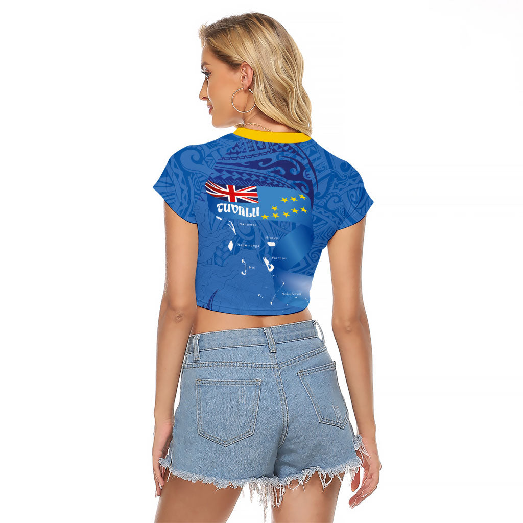Tuvalu Heritage Raglan Cropped T Shirt Map of the Islands and Polynesia Pattern LT03 - Polynesian Pride