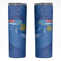 Tuvalu Heritage Skinny Tumbler Map of the Islands and Polynesia Pattern LT03 Blue - Polynesian Pride