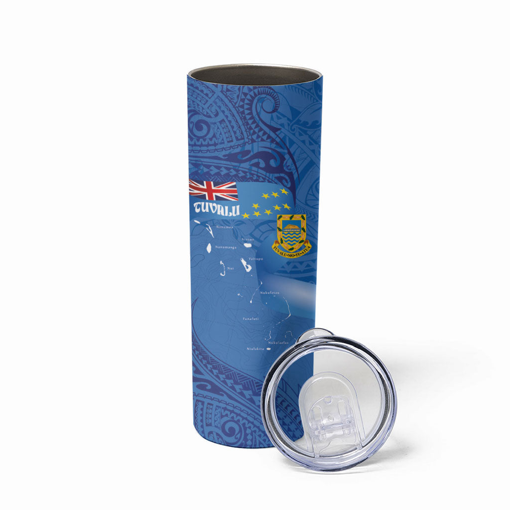 Tuvalu Heritage Skinny Tumbler Map of the Islands and Polynesia Pattern LT03 - Polynesian Pride