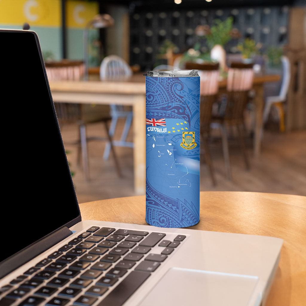 Tuvalu Heritage Skinny Tumbler Map of the Islands and Polynesia Pattern LT03 - Polynesian Pride