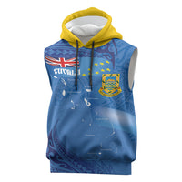 Tuvalu Heritage Sleeveless Hoodie Map of the Islands and Polynesia Pattern LT03 Blue - Polynesian Pride