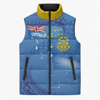 Tuvalu Heritage Sleeveless Puffer Jacket Map of the Islands and Polynesia Pattern LT03 Unisex Blue - Polynesian Pride