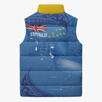 Tuvalu Heritage Sleeveless Puffer Jacket Map of the Islands and Polynesia Pattern LT03 - Polynesian Pride