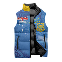 Tuvalu Heritage Sleeveless Puffer Jacket Map of the Islands and Polynesia Pattern LT03 - Polynesian Pride