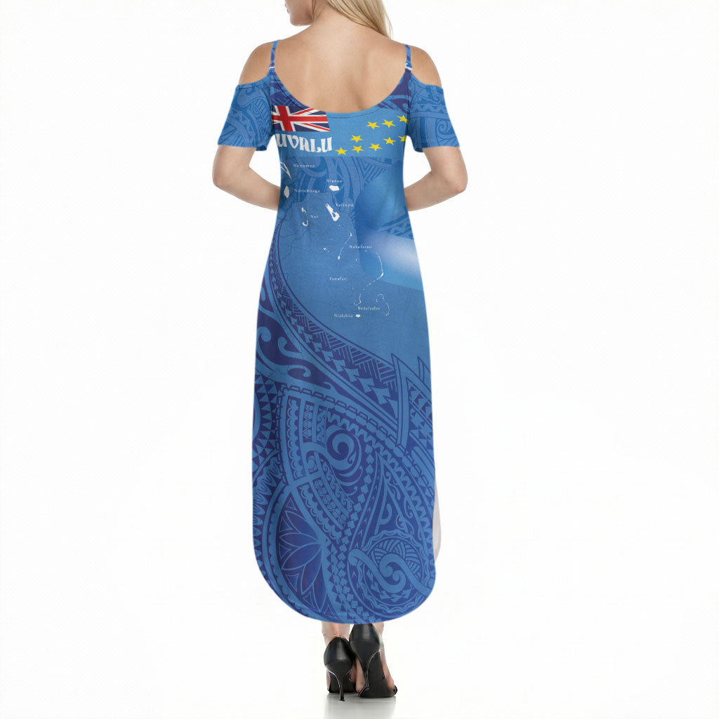 Tuvalu Heritage Summer Maxi Dress Map of the Islands and Polynesia Pattern LT03 - Polynesian Pride
