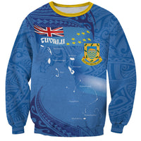 Tuvalu Heritage Sweatshirt Map of the Islands and Polynesia Pattern LT03 Unisex Blue - Polynesian Pride