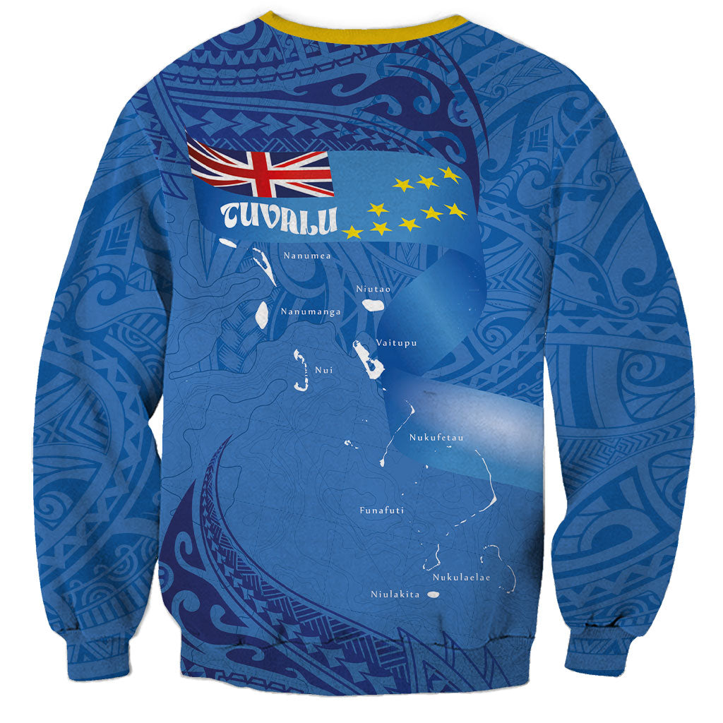Tuvalu Heritage Sweatshirt Map of the Islands and Polynesia Pattern LT03 - Polynesian Pride