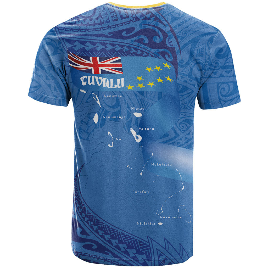 Tuvalu Heritage T Shirt Map of the Islands and Polynesia Pattern LT03 - Polynesian Pride