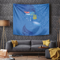 Tuvalu Heritage Tapestry Map of the Islands and Polynesia Pattern LT03 Blue - Polynesian Pride