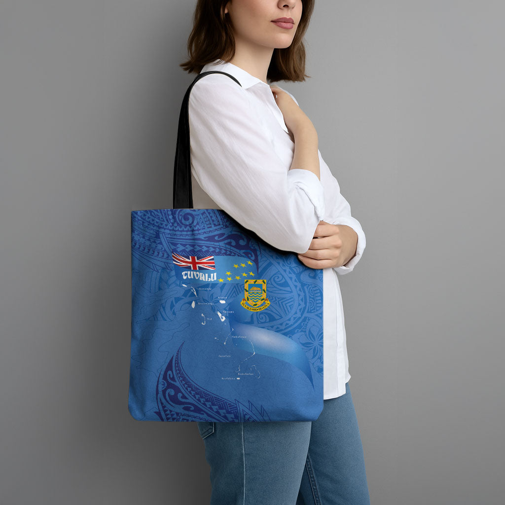 Tuvalu Heritage Tote Bag Map of the Islands and Polynesia Pattern LT03 - Polynesian Pride
