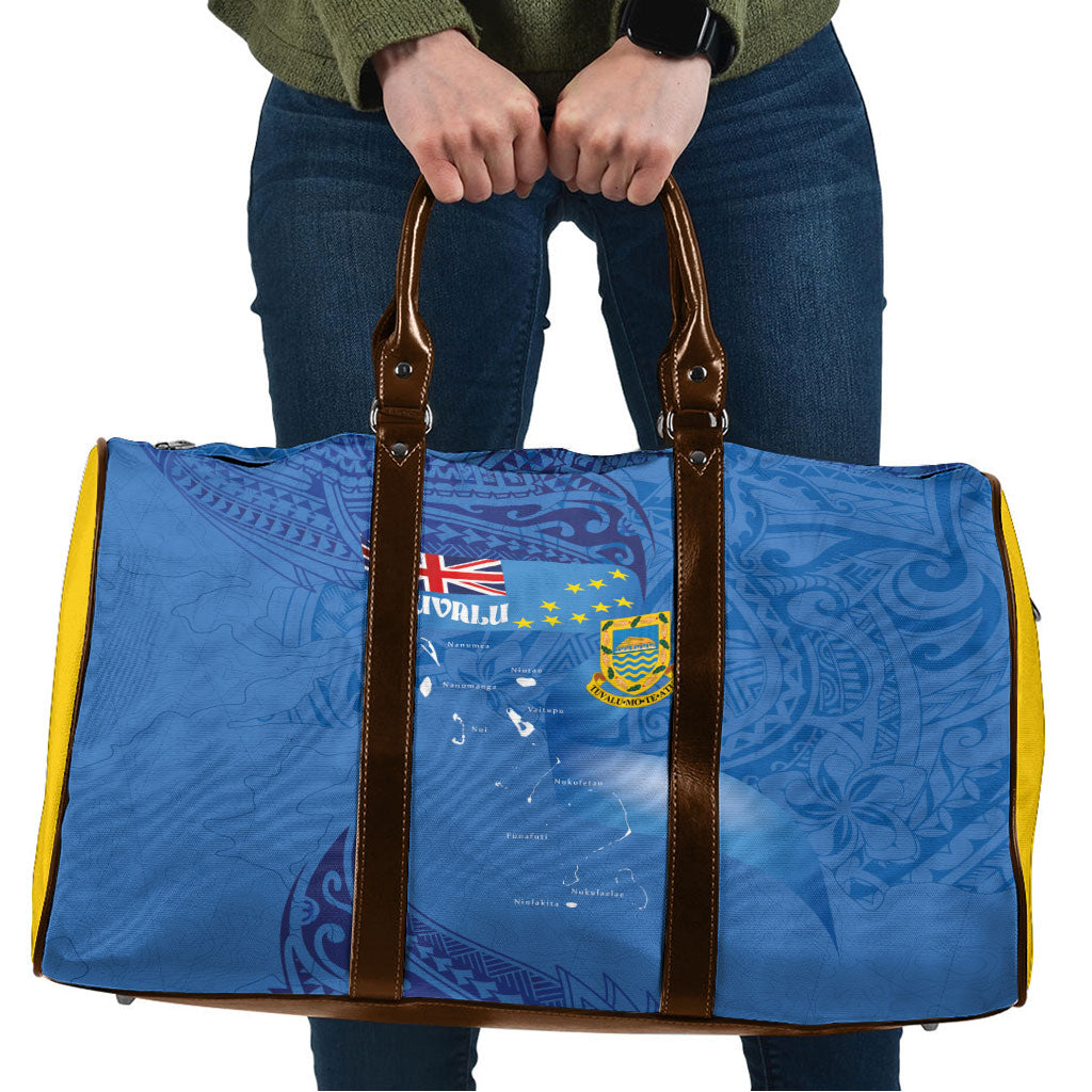 Tuvalu Heritage Travel Bag Map of the Islands and Polynesia Pattern LT03 Blue - Polynesian Pride