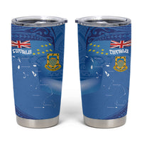 Tuvalu Heritage Tumbler Cup Map of the Islands and Polynesia Pattern LT03 Blue - Polynesian Pride