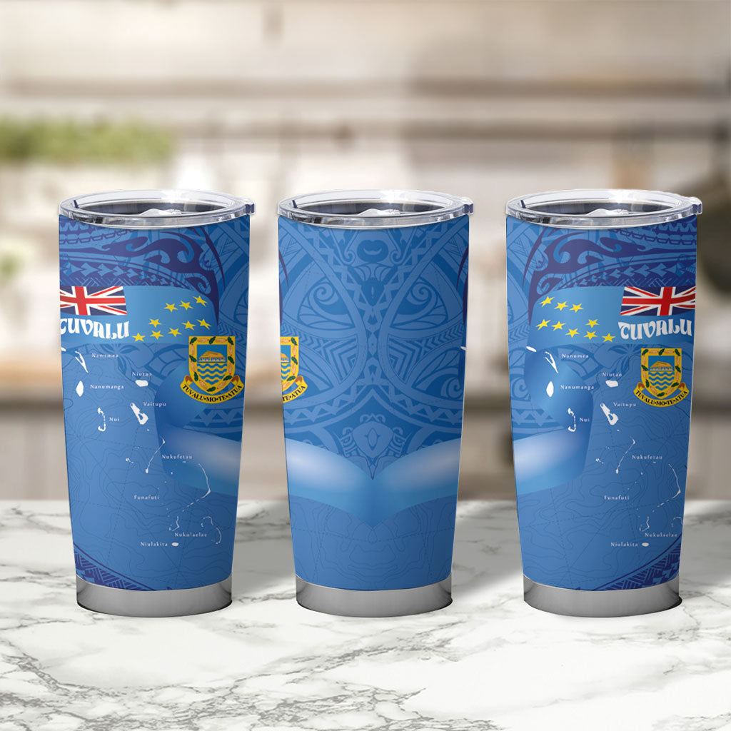 Tuvalu Heritage Tumbler Cup Map of the Islands and Polynesia Pattern LT03 - Polynesian Pride