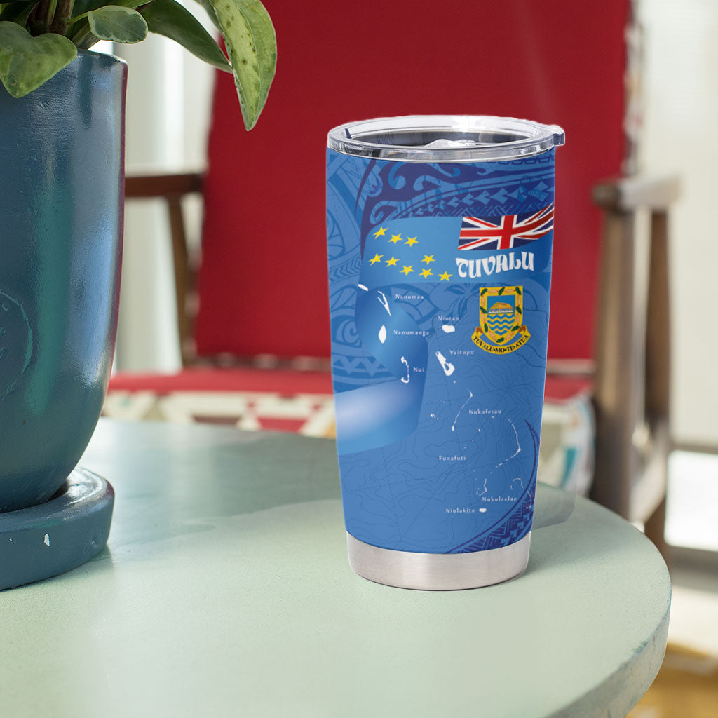 Tuvalu Heritage Tumbler Cup Map of the Islands and Polynesia Pattern LT03 - Polynesian Pride