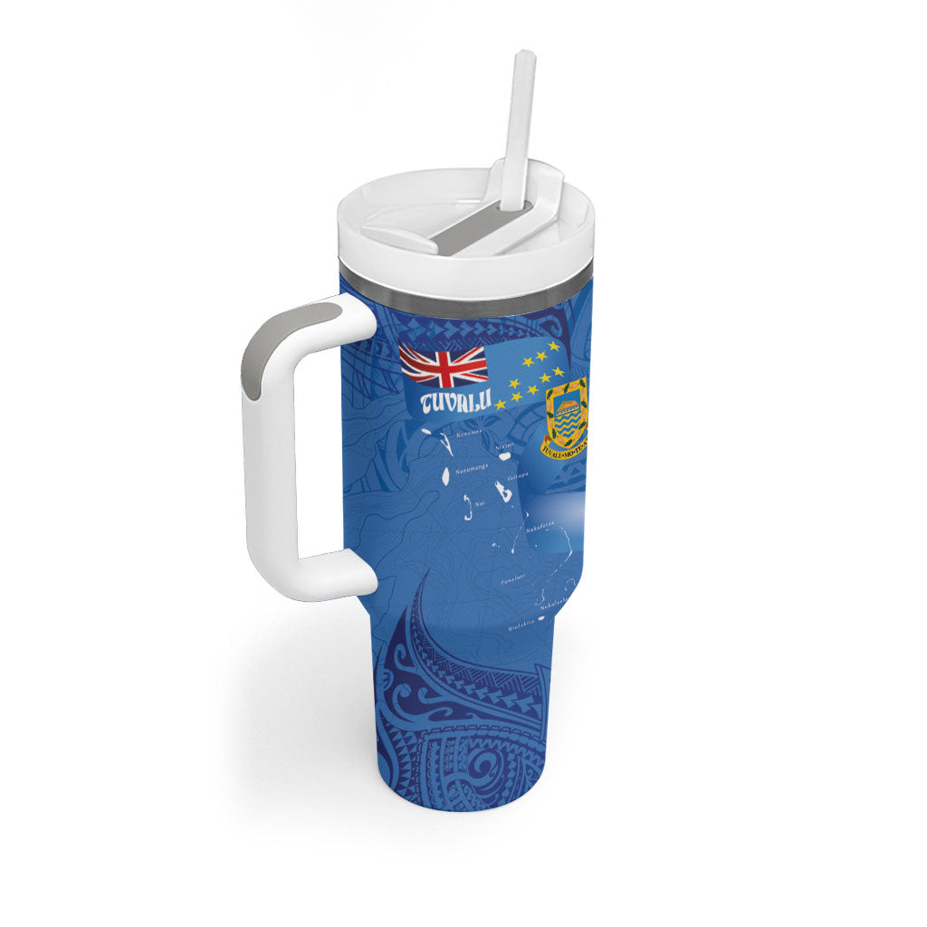 Tuvalu Heritage Tumbler With Handle Map of the Islands and Polynesia Pattern LT03 - Polynesian Pride