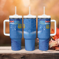 Tuvalu Heritage Tumbler With Handle Map of the Islands and Polynesia Pattern LT03 - Polynesian Pride