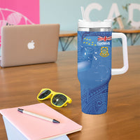 Tuvalu Heritage Tumbler With Handle Map of the Islands and Polynesia Pattern LT03 - Polynesian Pride
